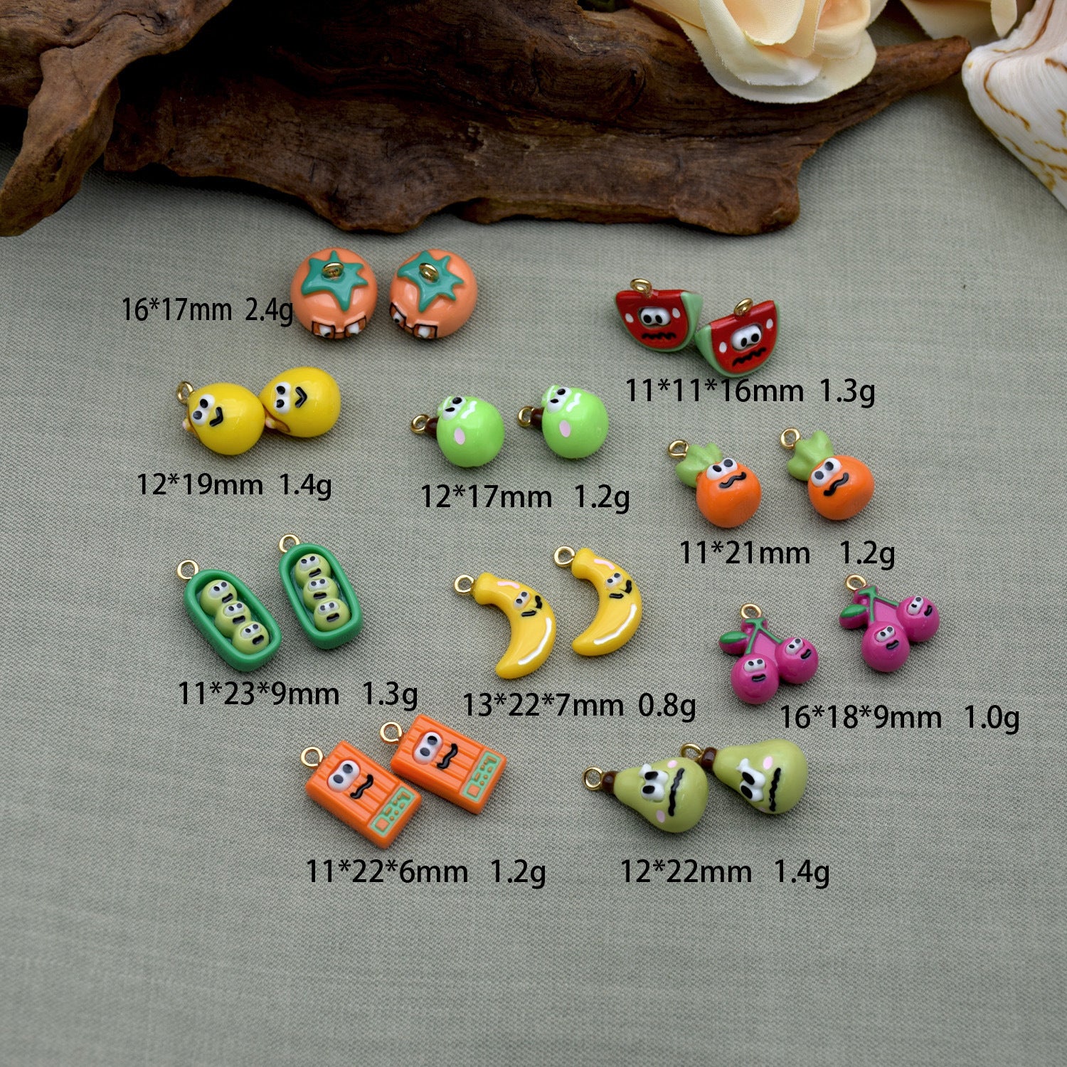 Foguang Resin Fruit Series Earrings Necklace Bracelet DIY Accessories Hole Pendant Jewelry Parts