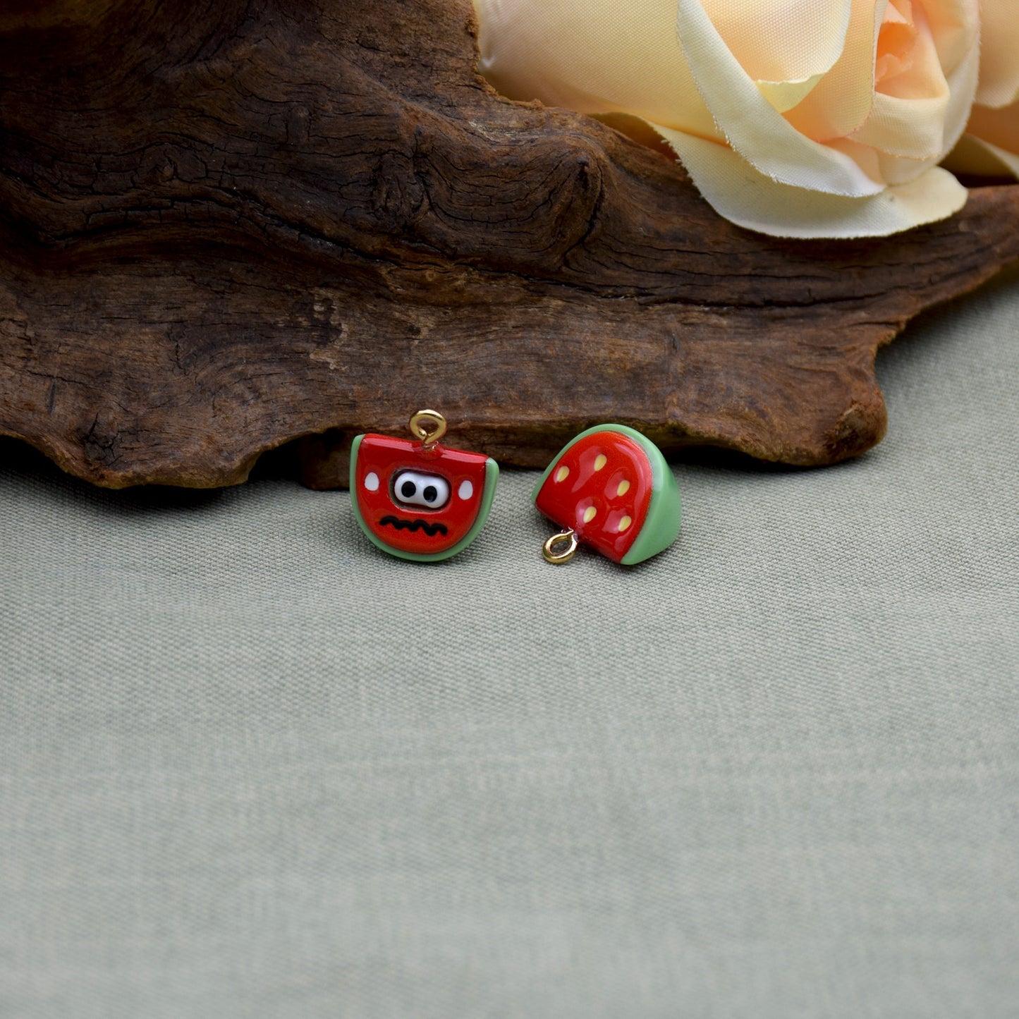 Foguang Resin Fruit Series Earrings Necklace Bracelet DIY Accessories Hole Pendant Jewelry Parts