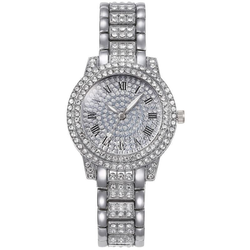 Women's Quartz Watch With Stainless Steel Strap And Buckle, Featuring Ordinary Glass Mirror And Pointer Display