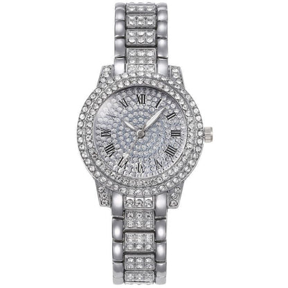 Women's Quartz Watch With Stainless Steel Strap And Buckle, Featuring Ordinary Glass Mirror And Pointer Display