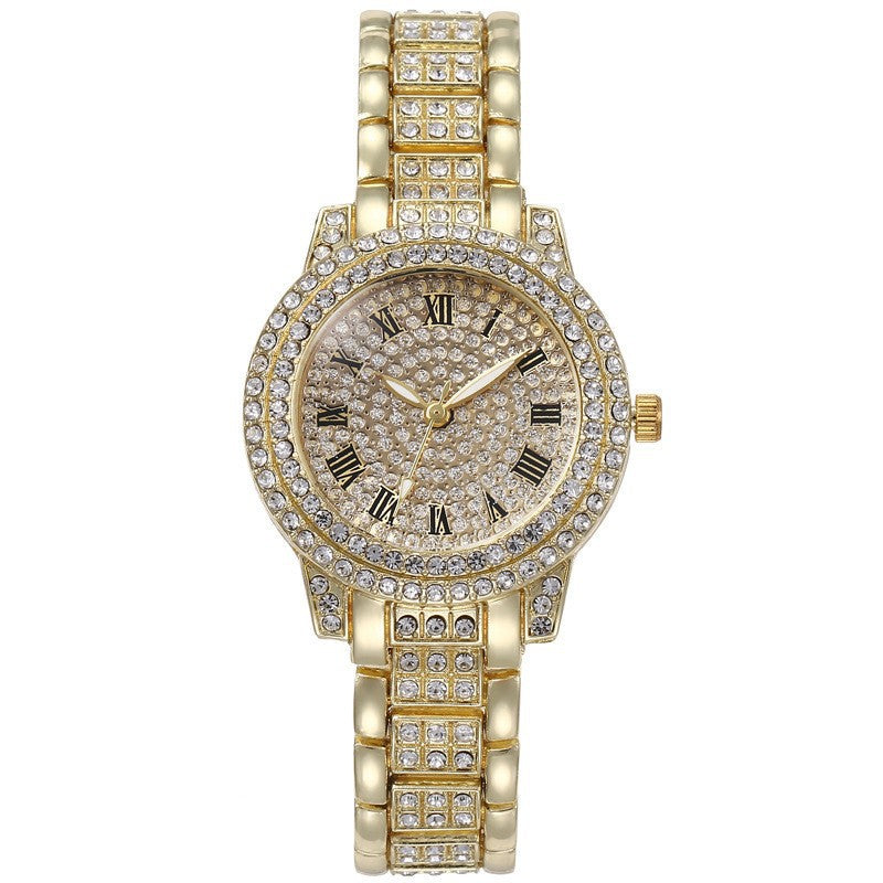 Women's Quartz Watch With Stainless Steel Strap And Buckle, Featuring Ordinary Glass Mirror And Pointer Display
