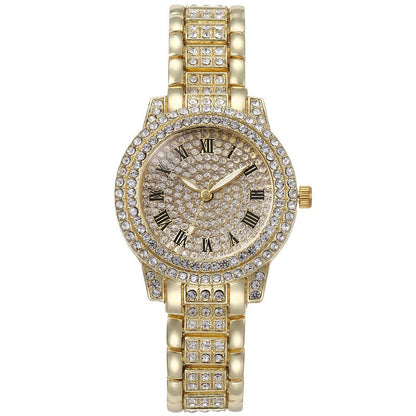 Women's Quartz Watch With Stainless Steel Strap And Buckle, Featuring Ordinary Glass Mirror And Pointer Display
