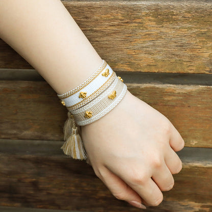 Butterfly Alloy Woven Handmade Tassel Bracelet For Women Simple Handmade Rope Bracelet For Daily Wear