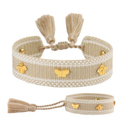 Butterfly and Bee Rivet Metal Braided Bracelet-12