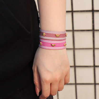 Butterfly Alloy Woven Handmade Tassel Bracelet For Women Simple Handmade Rope Bracelet For Daily Wear