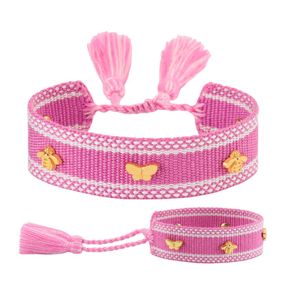 Butterfly Alloy Woven Handmade Tassel Bracelet For Women Simple Handmade Rope Bracelet For Daily Wear
