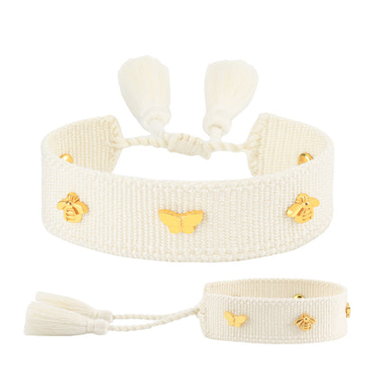Butterfly Alloy Woven Handmade Tassel Bracelet For Women Simple Handmade Rope Bracelet For Daily Wear