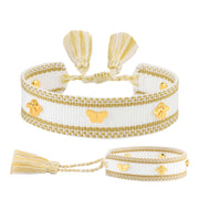Butterfly and Bee Rivet Metal Braided Bracelet-93