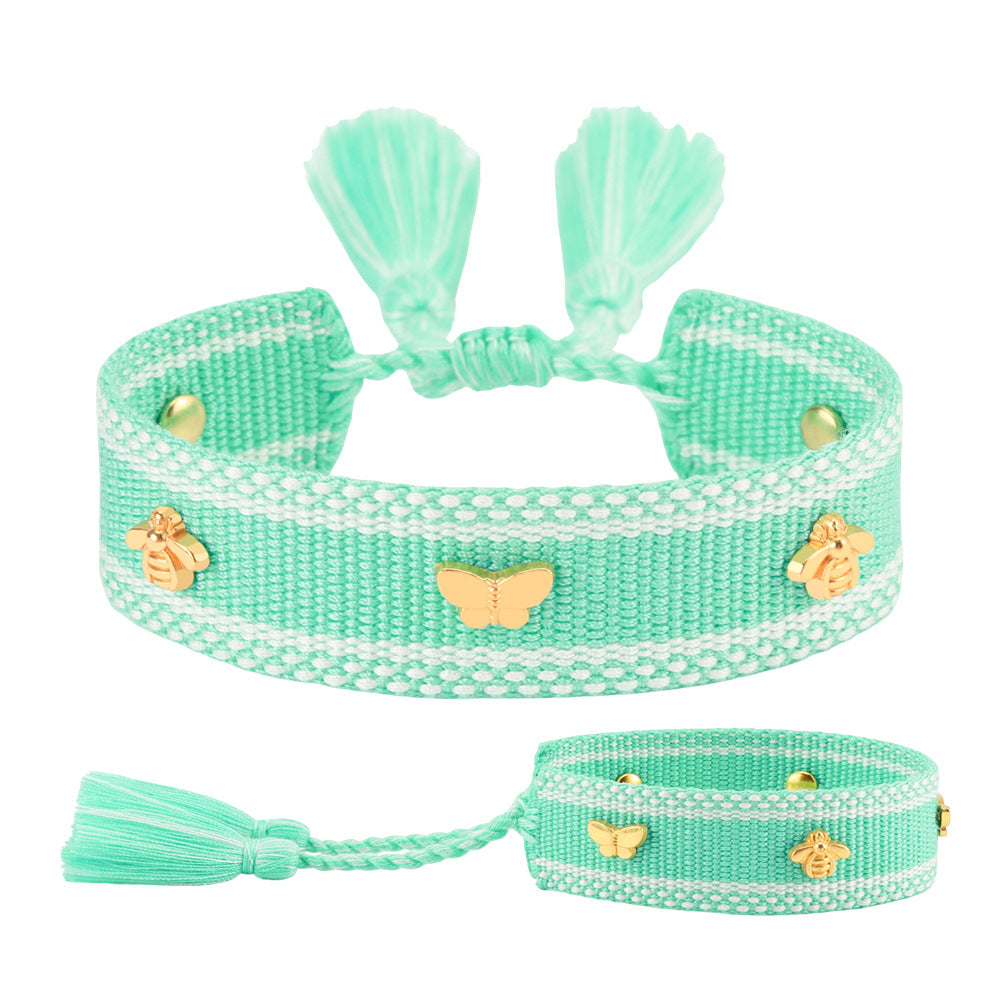 Butterfly Alloy Woven Handmade Tassel Bracelet For Women Simple Handmade Rope Bracelet For Daily Wear