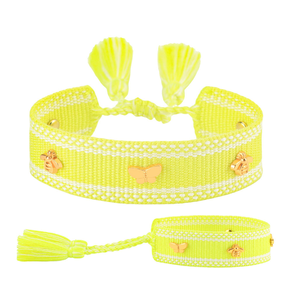 Butterfly Alloy Woven Handmade Tassel Bracelet For Women Simple Handmade Rope Bracelet For Daily Wear