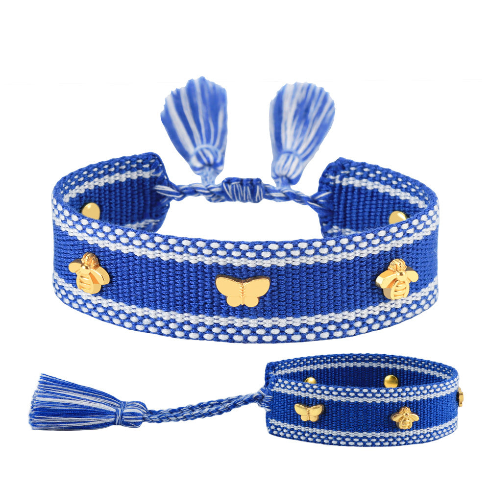 Butterfly Alloy Woven Handmade Tassel Bracelet For Women Simple Handmade Rope Bracelet For Daily Wear