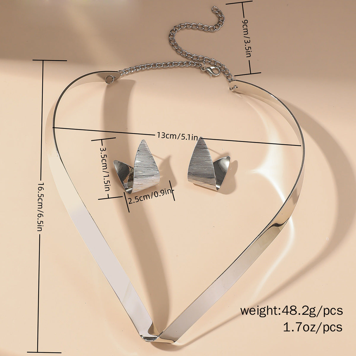 Metal Heart Necklace Earrings Set For Women Minimalist Simple Jewelry Accessories Floral Glass Inlay