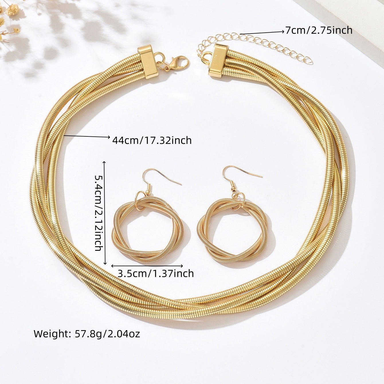 Metal Heart Necklace Earrings Set For Women Minimalist Simple Jewelry Accessories Floral Glass Inlay