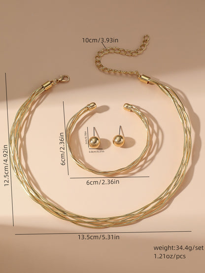 Metal Heart Necklace Earrings Set For Women Minimalist Simple Jewelry Accessories Floral Glass Inlay