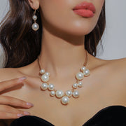 14# T2662 Gold Imitation Pearl Set (Necklace + Earrings)