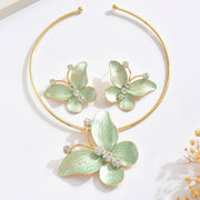T3137 Green Butterfly Set (Necklace + Earrings)