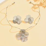 72#T3126 Silver Set (Necklace + Earrings)