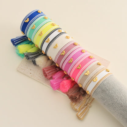 Butterfly Alloy Woven Handmade Tassel Bracelet For Women Simple Handmade Rope Bracelet For Daily Wear