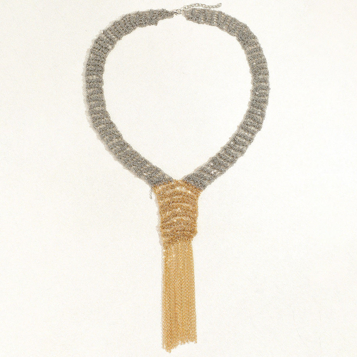 Handwoven Sweater Chain Daily Party Long Necklace Geometric Alloy Pendant Women's Vintage Luxury Tassel Necklace