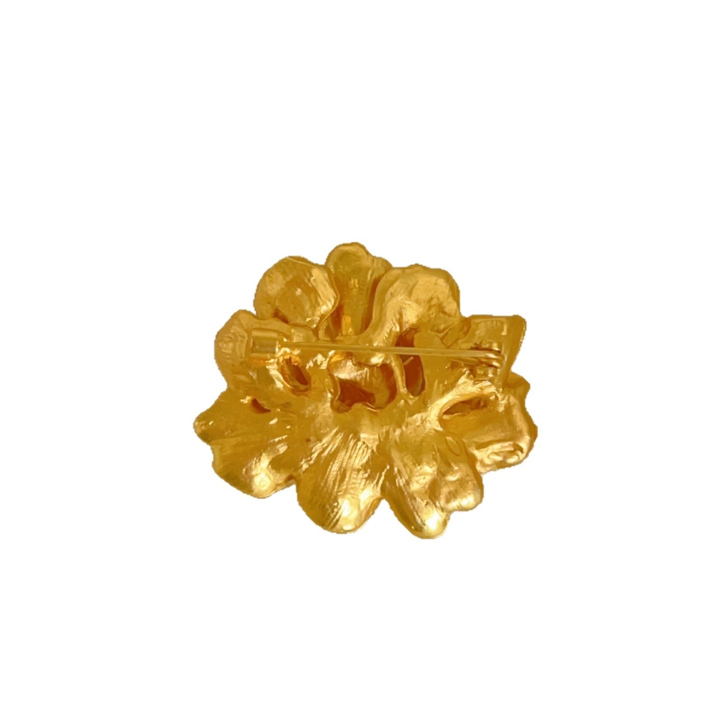 Gold Peony Brooch For Women With Pearl Decoration, Shirt Accessory, Floral Design Jewelry Brooch