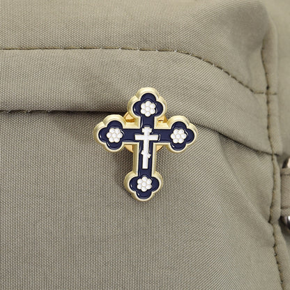 Painted Cross Brooch Vintage Personal Matching Accessories Blue Red Black White Multi-color Fixed Badge