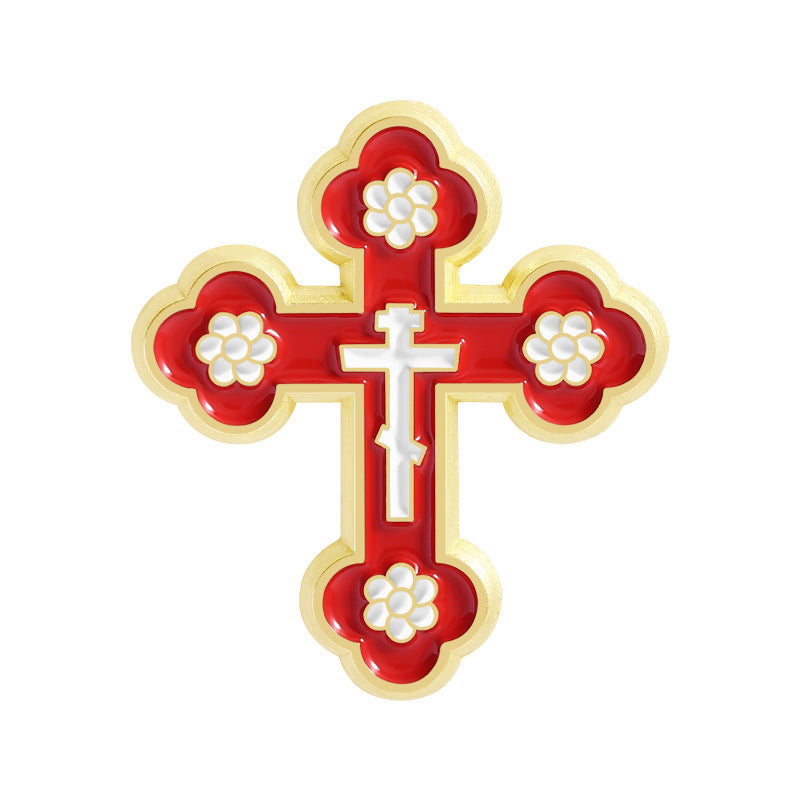 Painted Cross Brooch Vintage Personal Matching Accessories Blue Red Black White Multi-color Fixed Badge