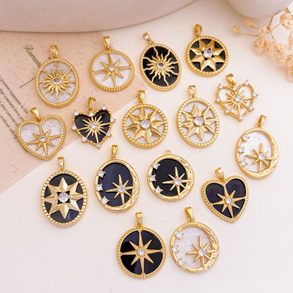 Rose Gold Plated Copper Octagonal Star Micro Inlaid Zircon Necklace Pendant Simple Jewelry Accessory