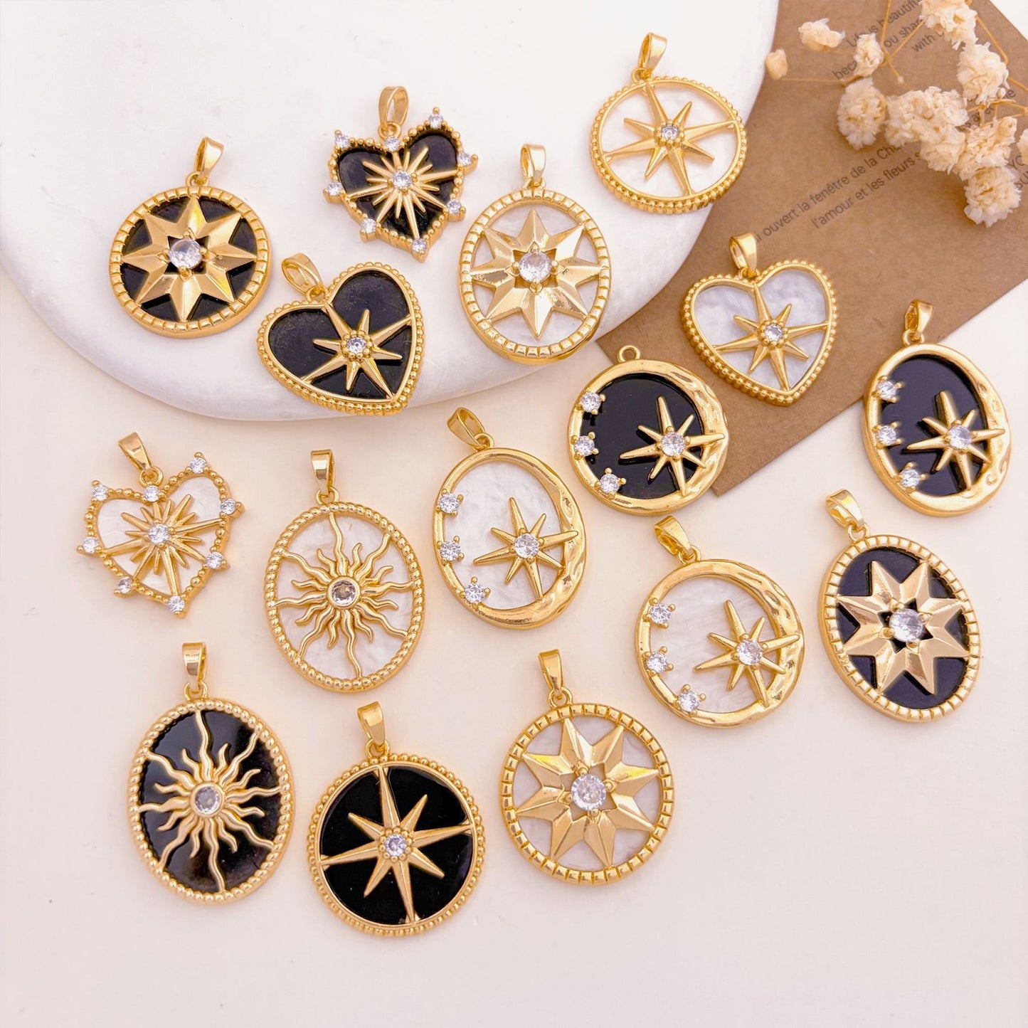 Rose Gold Plated Copper Octagonal Star Micro Inlaid Zircon Necklace Pendant Simple Jewelry Accessory