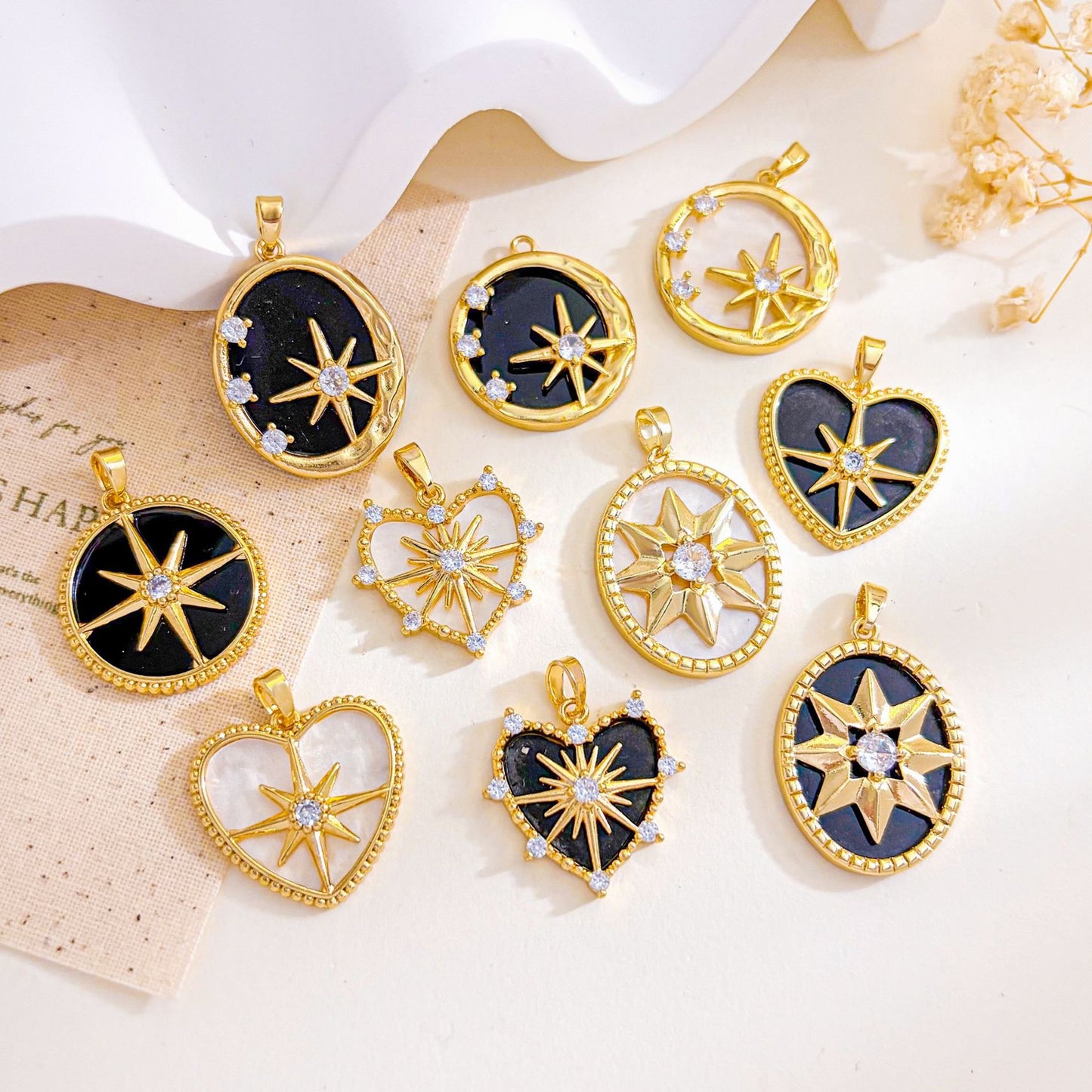 Rose Gold Plated Copper Octagonal Star Micro Inlaid Zircon Necklace Pendant Simple Jewelry Accessory