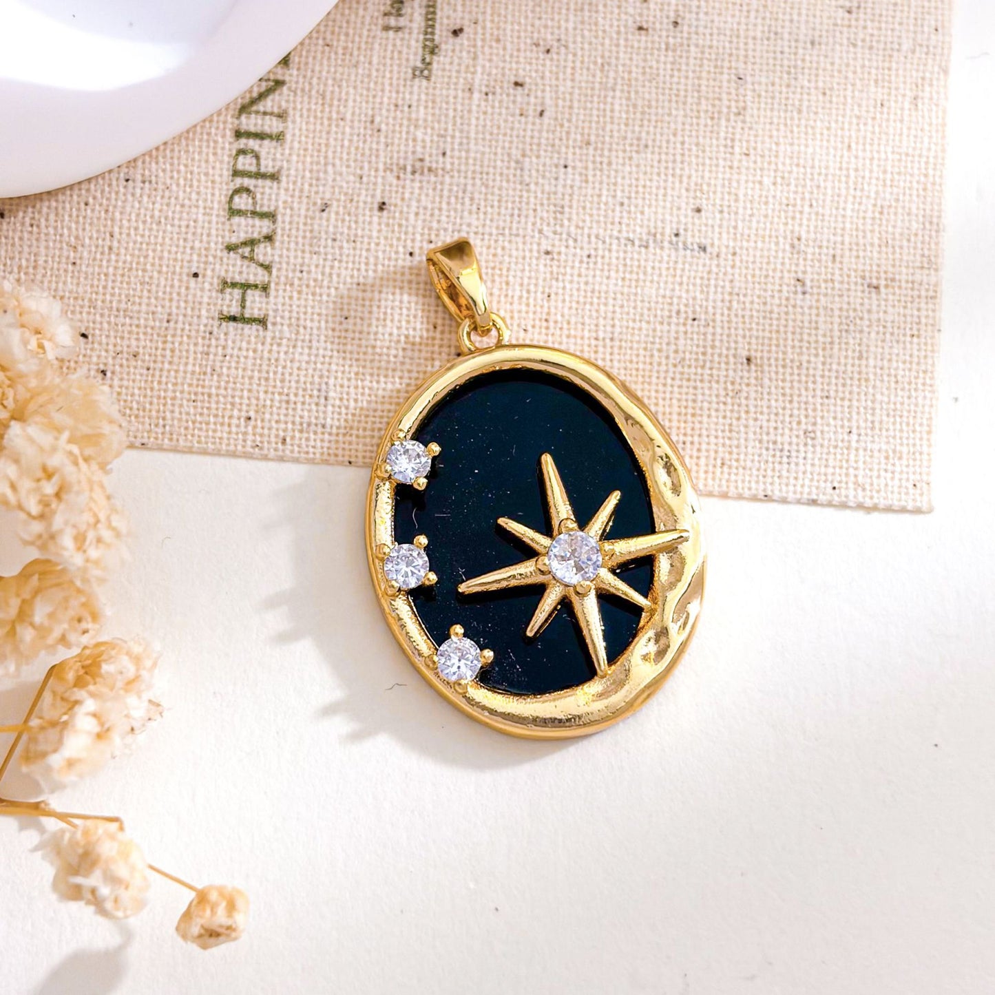 Rose Gold Plated Copper Octagonal Star Micro Inlaid Zircon Necklace Pendant Simple Jewelry Accessory