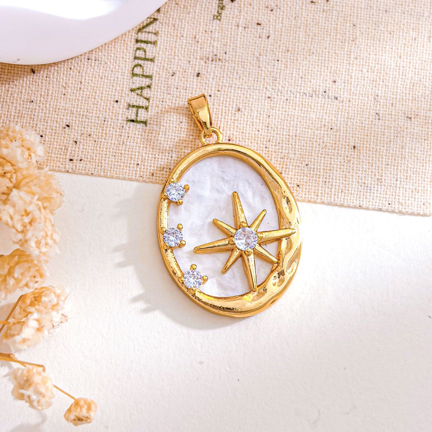 Rose Gold Plated Copper Octagonal Star Micro Inlaid Zircon Necklace Pendant Simple Jewelry Accessory