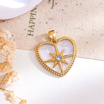 Rose Gold Plated Copper Octagonal Star Micro Inlaid Zircon Necklace Pendant Simple Jewelry Accessory