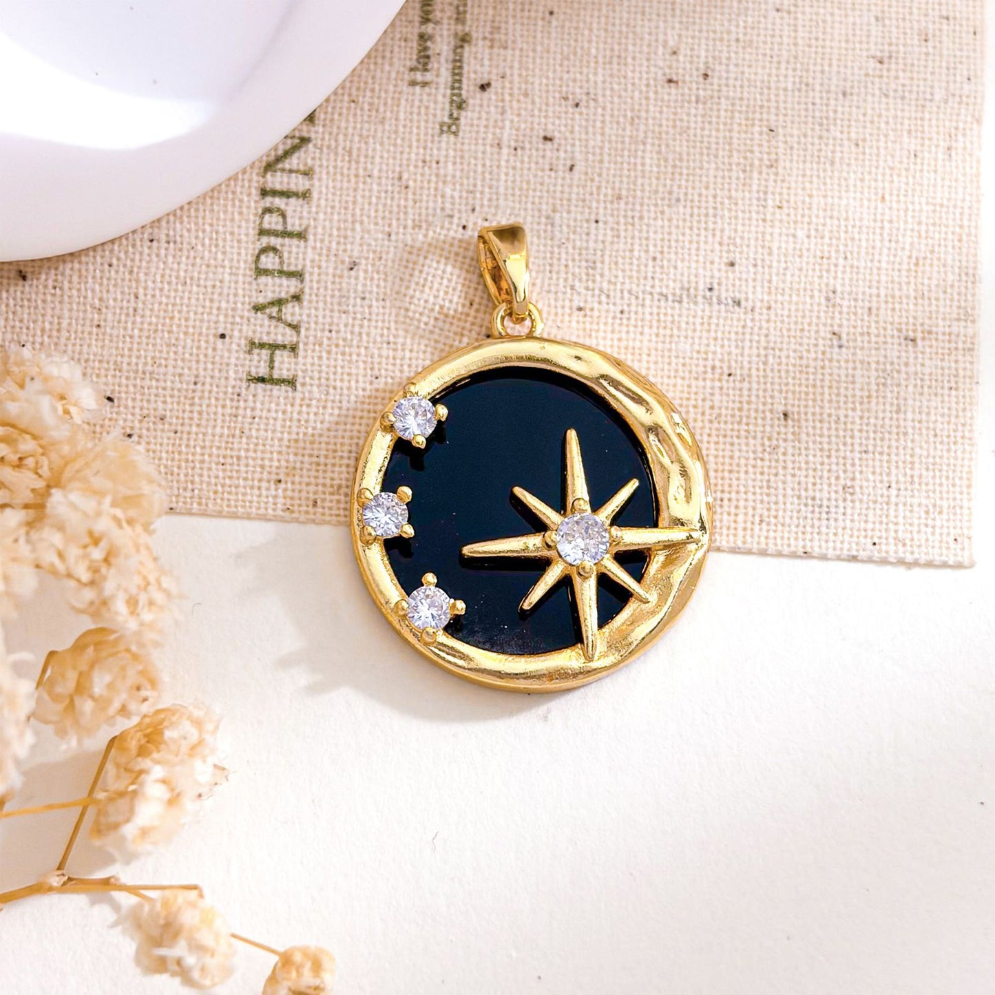 Rose Gold Plated Copper Octagonal Star Micro Inlaid Zircon Necklace Pendant Simple Jewelry Accessory