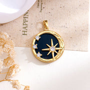 XL5643 Round Octagonal Star Pendant Gold Black