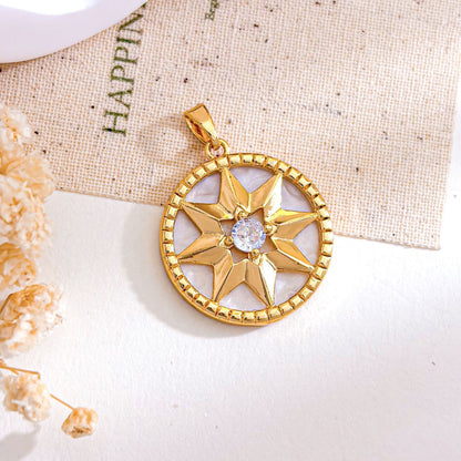 Rose Gold Plated Copper Octagonal Star Micro Inlaid Zircon Necklace Pendant Simple Jewelry Accessory
