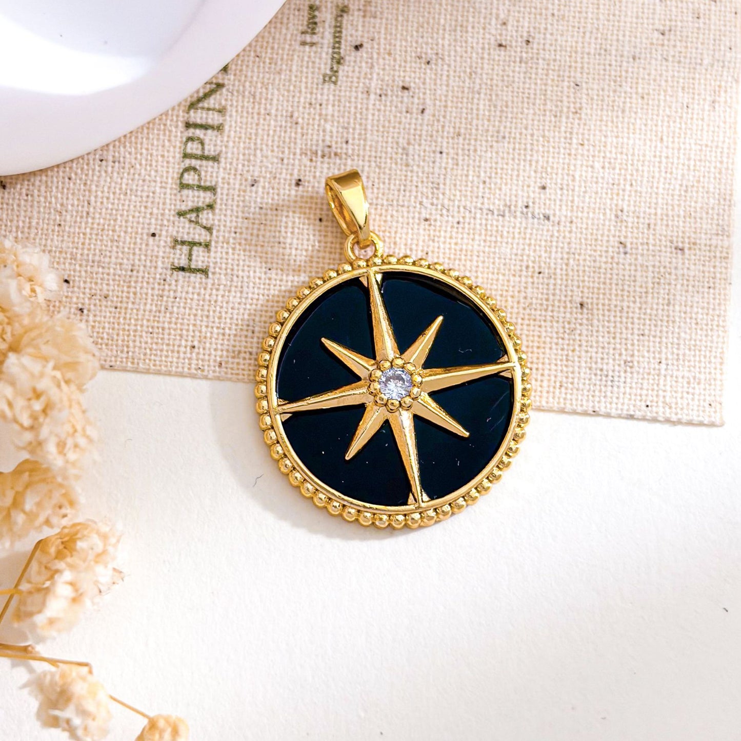 Rose Gold Plated Copper Octagonal Star Micro Inlaid Zircon Necklace Pendant Simple Jewelry Accessory