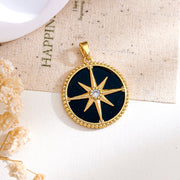 XL5645 Round Octagonal Star Pendant Gold Black