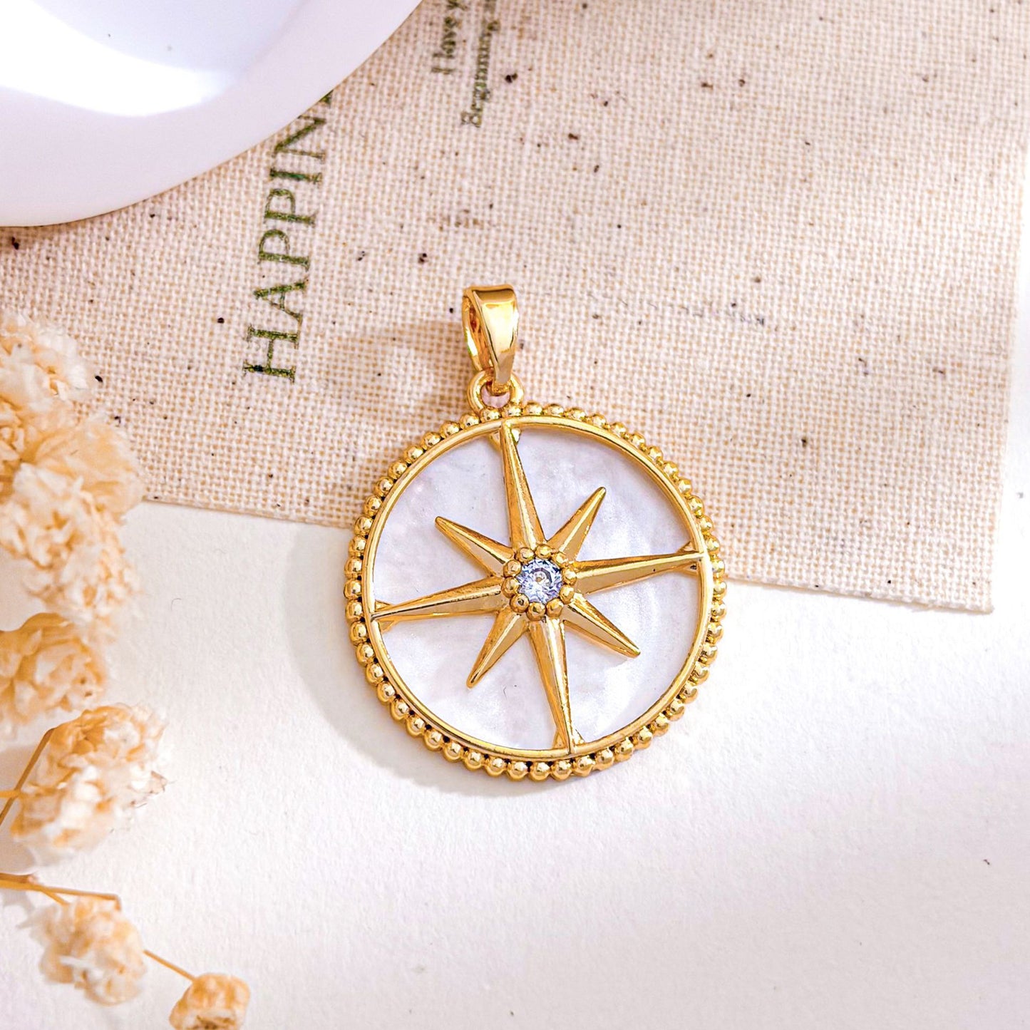 Rose Gold Plated Copper Octagonal Star Micro Inlaid Zircon Necklace Pendant Simple Jewelry Accessory