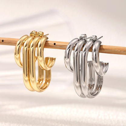 Geometric Earrings For Women Featuring Electroplated 304 Stainless Steel With 18K Real Gold PVD Coated Plating