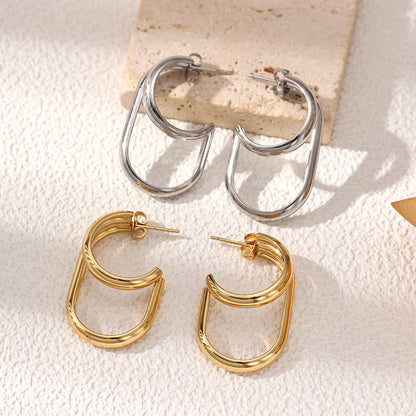 Geometric Earrings For Women Featuring Electroplated 304 Stainless Steel With 18K Real Gold PVD Coated Plating