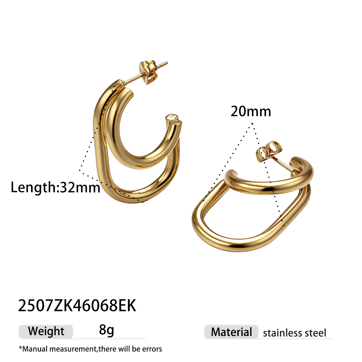 Geometric Earrings For Women Featuring Electroplated 304 Stainless Steel With 18K Real Gold PVD Coated Plating