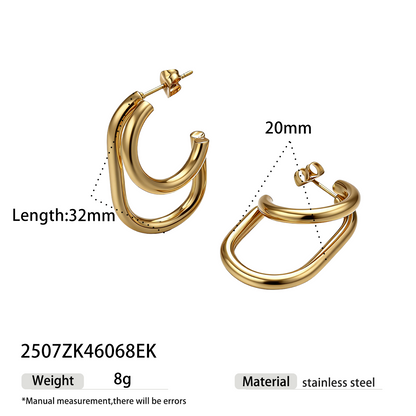 Geometric Earrings For Women Featuring Electroplated 304 Stainless Steel With 18K Real Gold PVD Coated Plating