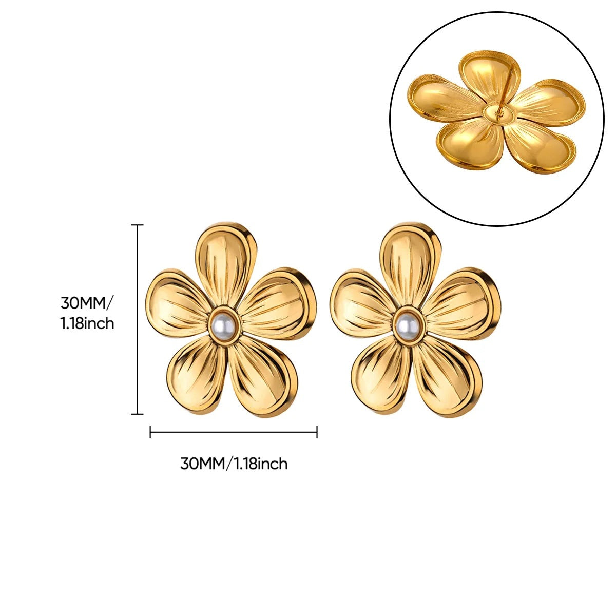 Dandelion Round Geometric Stud Earrings For Women In Durable 304 Stainless Steel