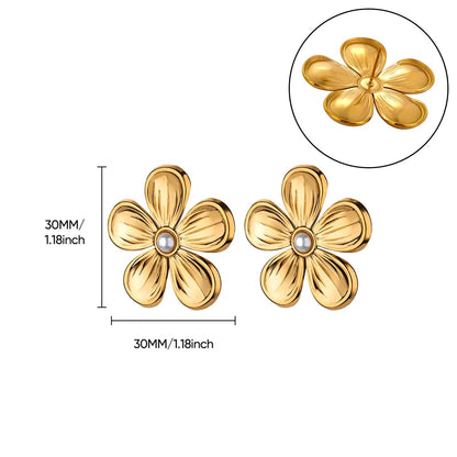 Dandelion Round Geometric Stud Earrings For Women In Durable 304 Stainless Steel