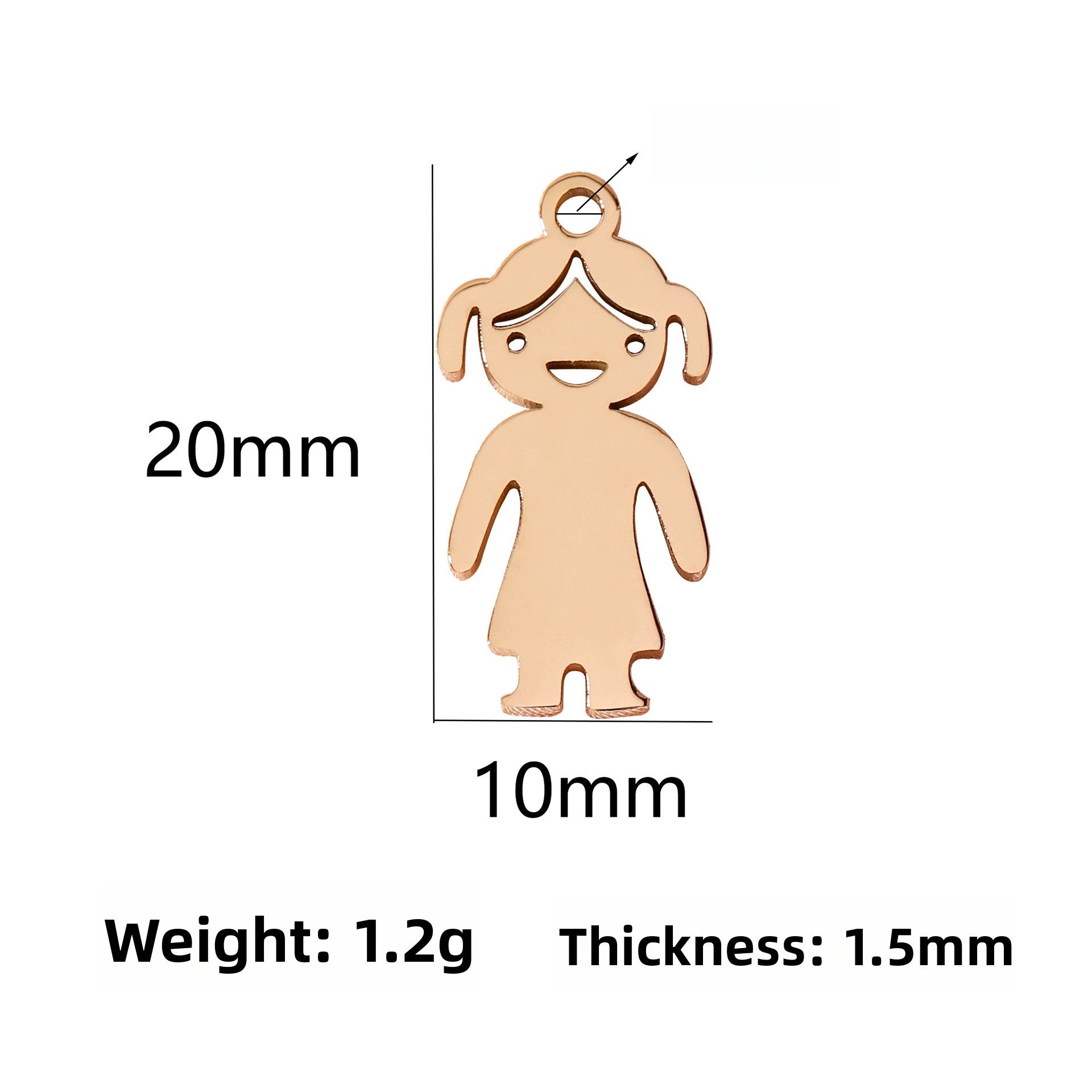 Cartoon Boy Girl Small Pendant Stainless Steel Mirror Vacuum Plated 18K Gold Jewelry Accessories Tag DIY Handmade Pet Theme