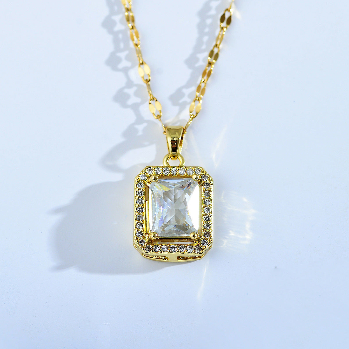 Classic White Crystal Zircon Pendant Clavicle Chain Necklace Natural High-Quality Jewelry For Women
