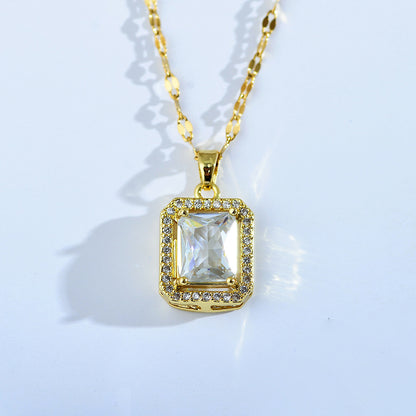 Classic White Crystal Zircon Pendant Clavicle Chain Necklace Natural High-Quality Jewelry For Women