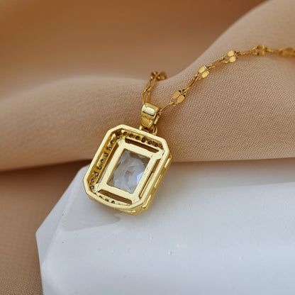 Classic White Crystal Zircon Pendant Clavicle Chain Necklace Natural High-Quality Jewelry For Women
