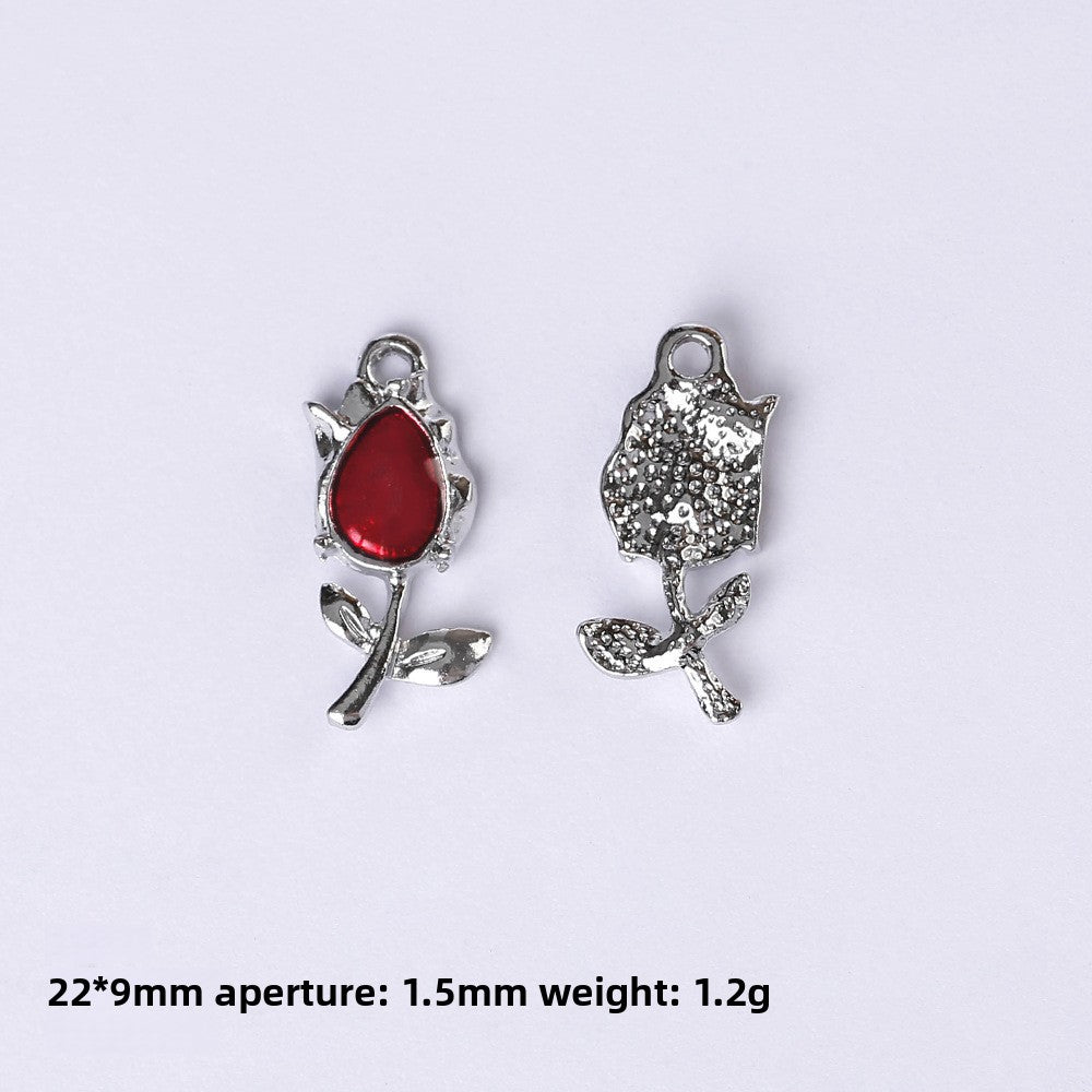 Dark Series Vintage Heart-shaped Cross Bow Pendant Necklace Earrings Zinc Alloy DIY Jewelry Accessories Black And Red