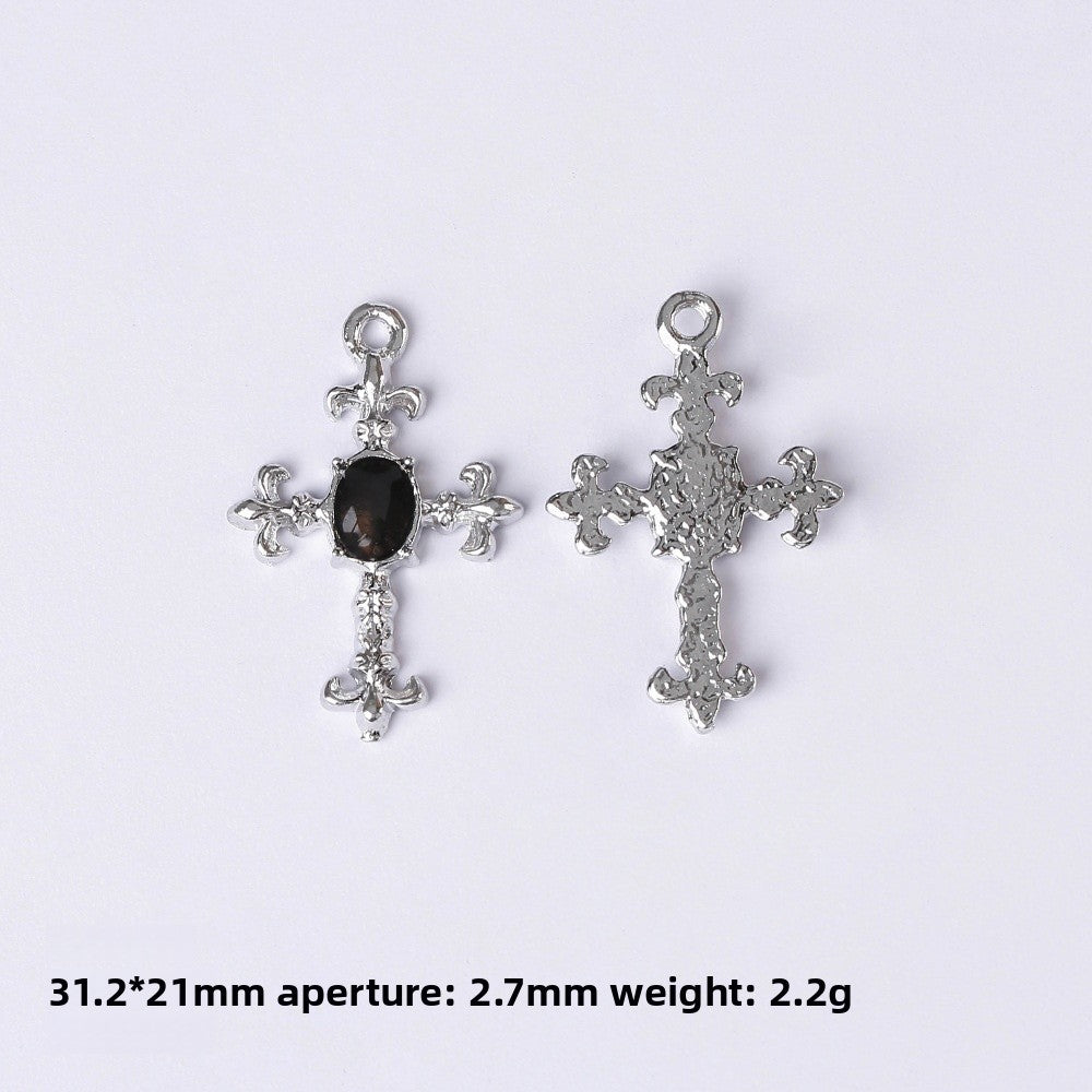 Dark Series Vintage Heart-shaped Cross Bow Pendant Necklace Earrings Zinc Alloy DIY Jewelry Accessories Black And Red